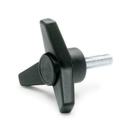 Otto Ganter Tristar Knob with Threaded Stud, GN 5330